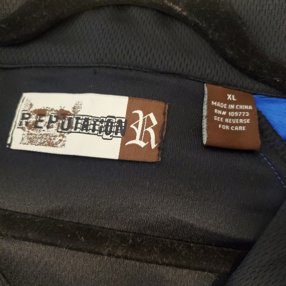 Reputation Men's NWT Size XL Black/RoyalSun zip front silk blend bomber jacket - Picture 3 of 10